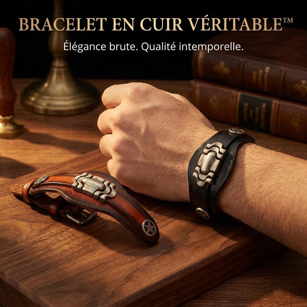 Bracelet en cuir véritable Hommes