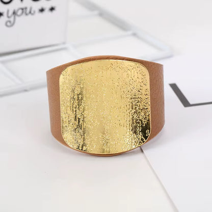 bracelet large en alliage d argent et imitation cuir pour femme