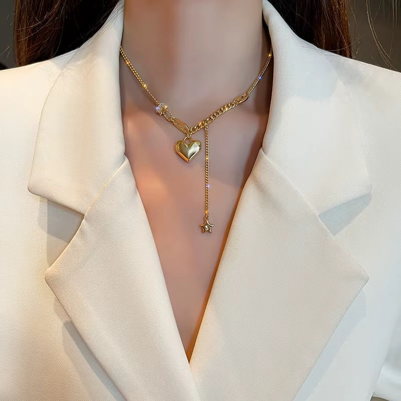 Collier Tendance avec Pendentif cœur en acier inoxydable ,  pour Femme