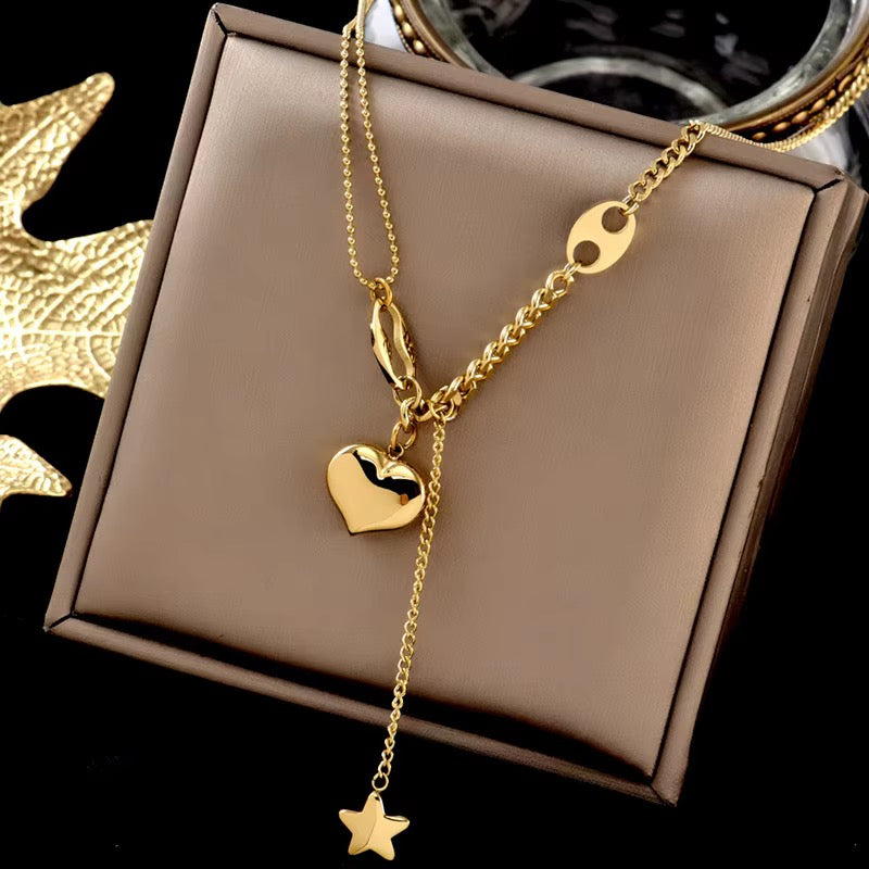Collier Tendance avec Pendentif cœur en acier inoxydable ,  pour Femme