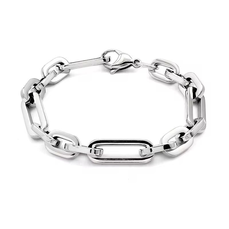 Collier à maillons carrés en acier inoxydable