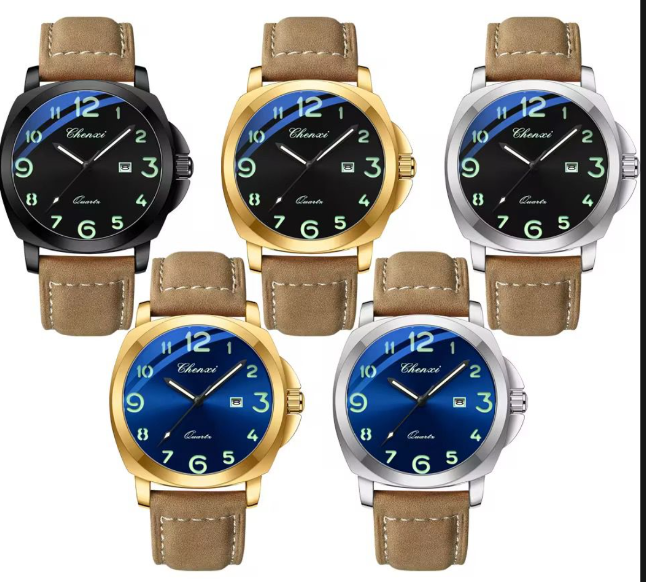 Montres pour hommes Chenxi 8254, originales, classiques, étanches, avec calendrier, lumineuses, à quartz, en cui