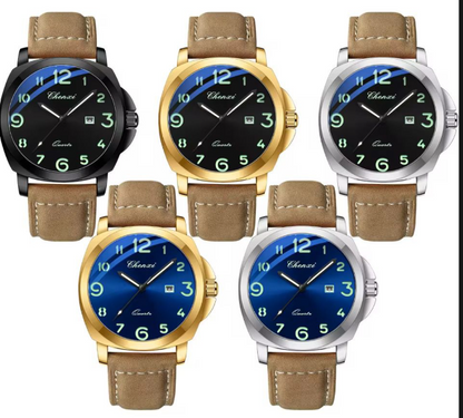 Montres pour hommes Chenxi 8254, originales, classiques, étanches, avec calendrier, lumineuses, à quartz, en cui