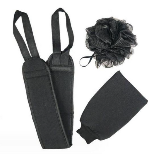 Gants exfoliants pour le bain, nettoyage du visage, gants de gommage corporel, gants exfoliants, couvre-douche, ensemble de bain trois pièces