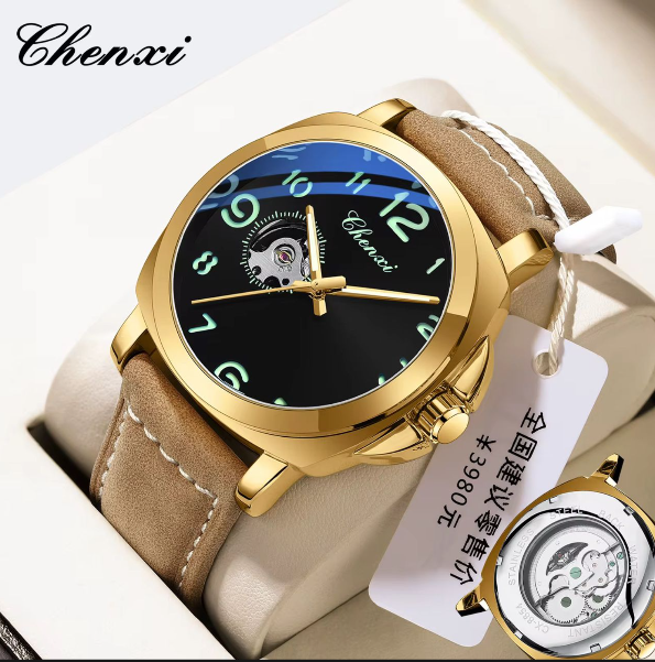 Montres pour hommes Chenxi 8254, originales, classiques, étanches, avec calendrier, lumineuses, à quartz, en cui