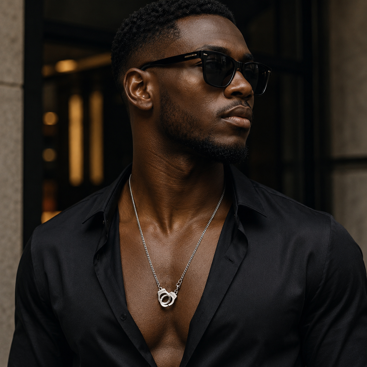 Collier créatif en acier inoxydable avec menottes, pendentif