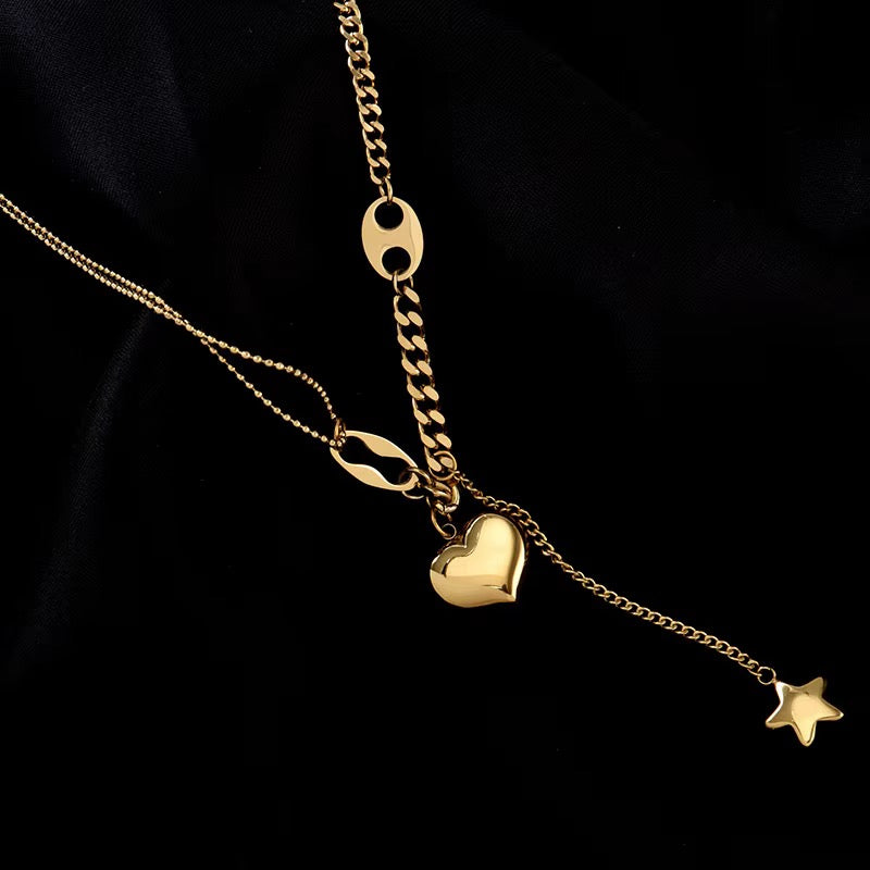Collier Tendance avec Pendentif cœur en acier inoxydable ,  pour Femme