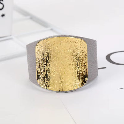 bracelet large en alliage d argent et imitation cuir pour femme