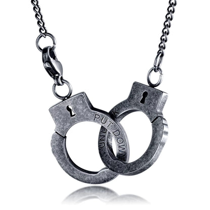 Collier créatif en acier inoxydable avec menottes, pendentif