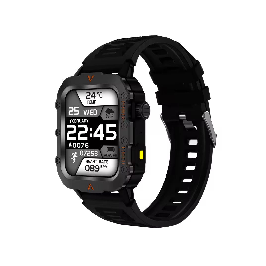 Montre connectée de sport de plein air pour hommes et femmes Connexion à un bouton Nouvelle appels BT Écran tactile Assistant vocal Bande intelligente carrée