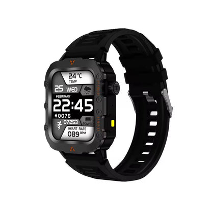 Montre connectée de sport de plein air pour hommes et femmes Connexion à un bouton Nouvelle appels BT Écran tactile Assistant vocal Bande intelligente carrée