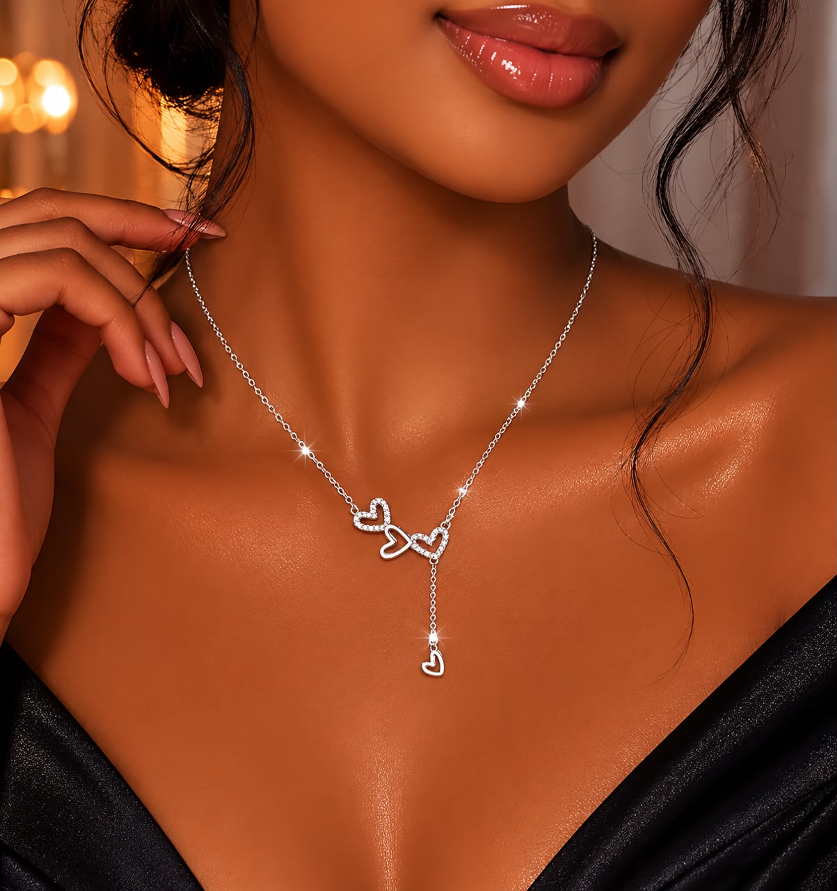 Collier pendentif en forme de cœur en diamant chrétien en acier inoxydable pour femmes, plaqué or 18 carats