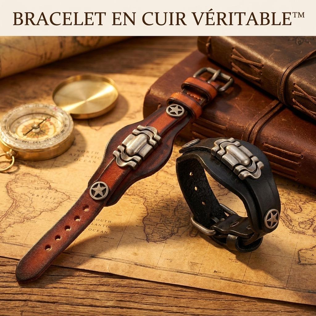 Bracelet en cuir véritable Hommes