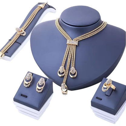 Europe et les États-Unis mode chaude ensemble de bijoux en cristal exagéré créatif mariée collier boucles d'oreilles quatre