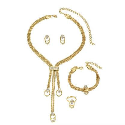 Europe et les États-Unis mode chaude ensemble de bijoux en cristal exagéré créatif mariée collier boucles d'oreilles quatre